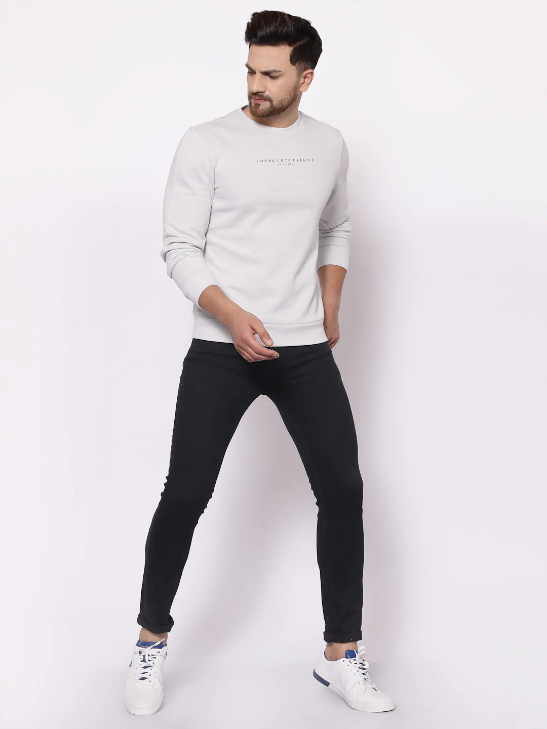 Men's Typographic Light Grey Sweatshirt - Image 4