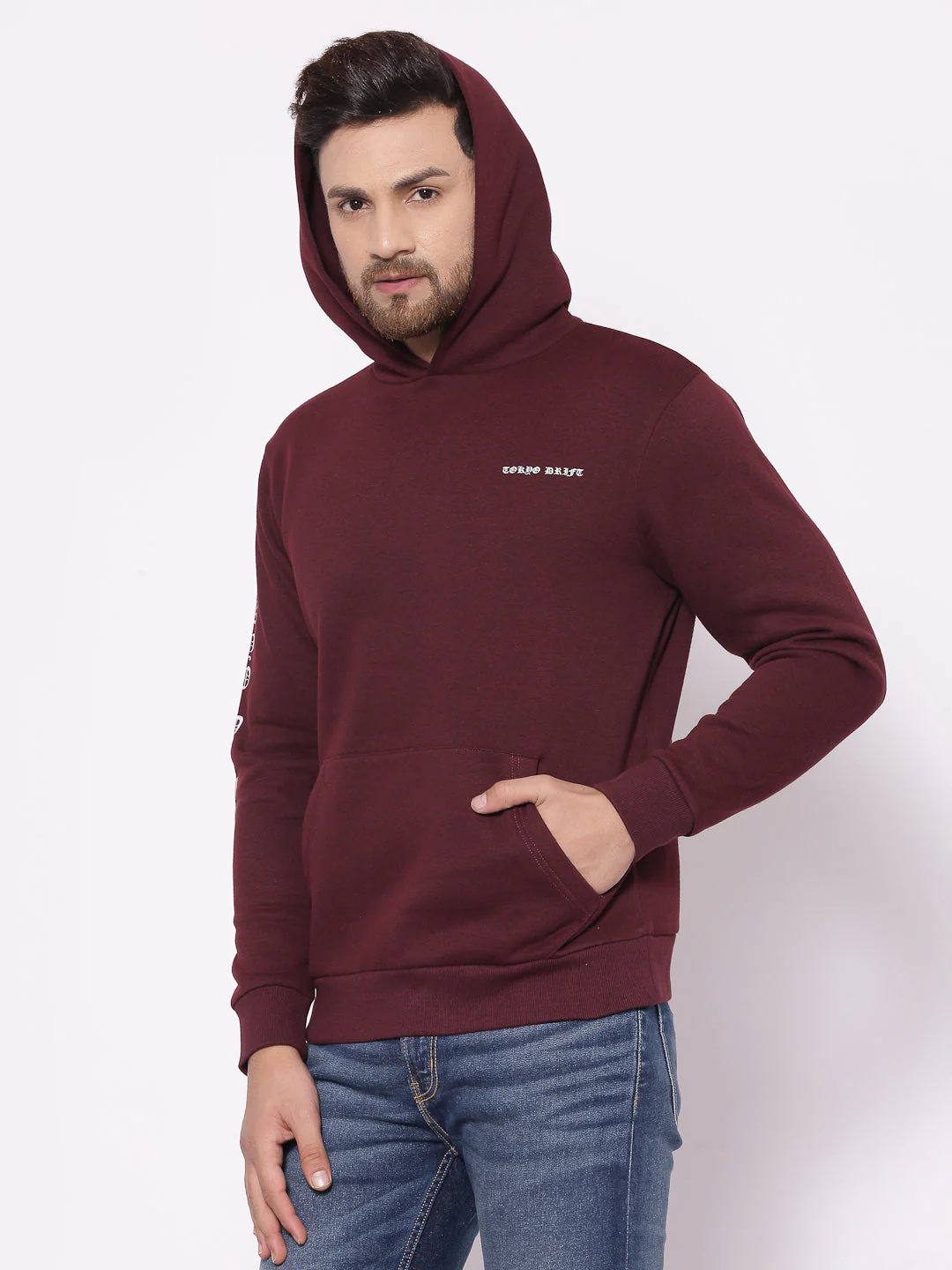 Men's Typographic Maroon Hoodies - Image 6