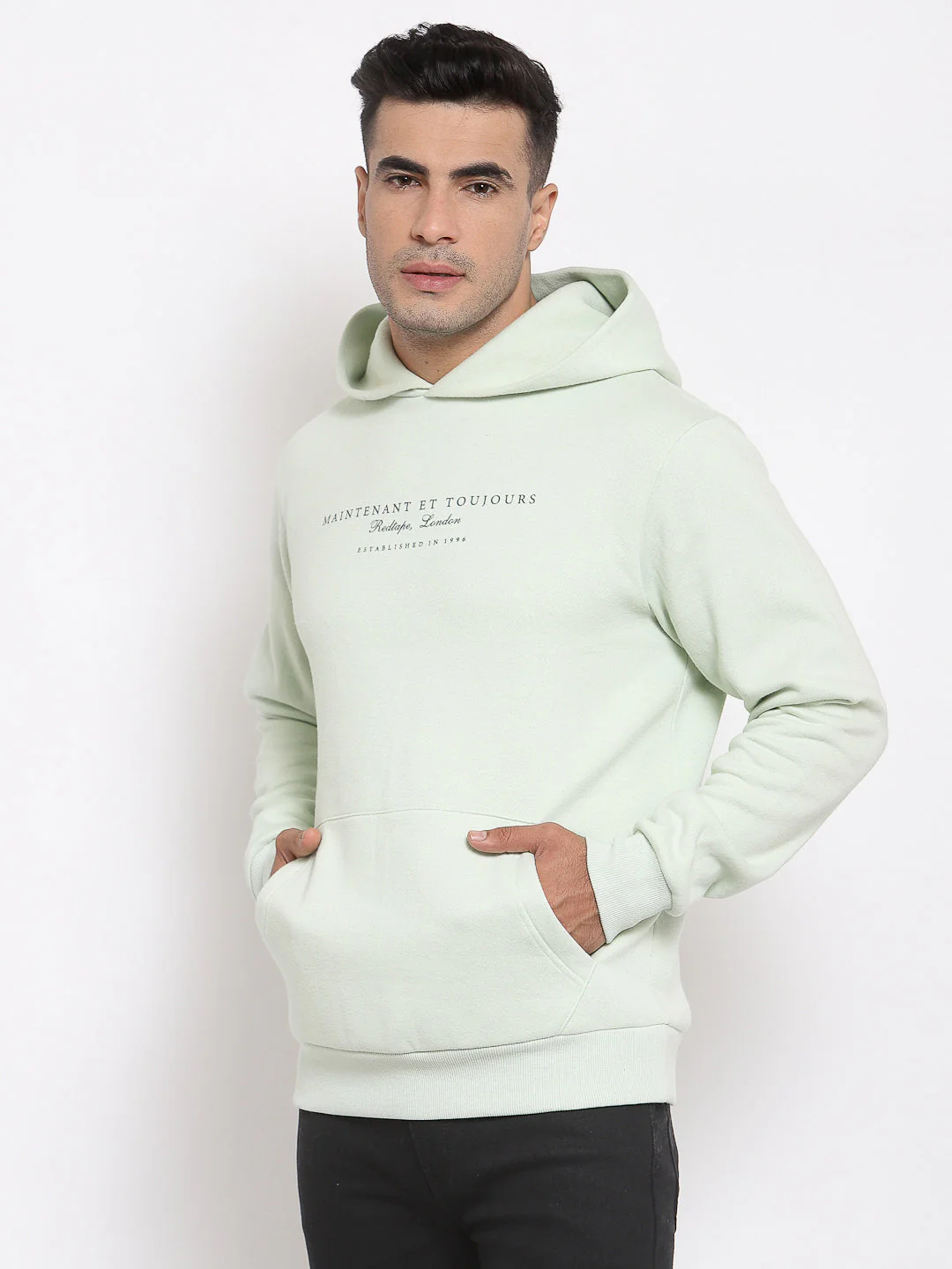 Men's Typographic Mint Green Hoodie - Image 2