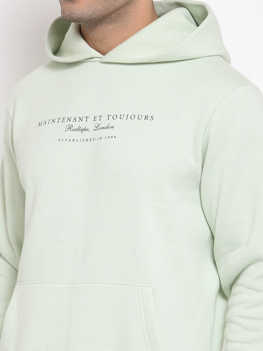 Men's Typographic Mint Green Hoodie - Image 4