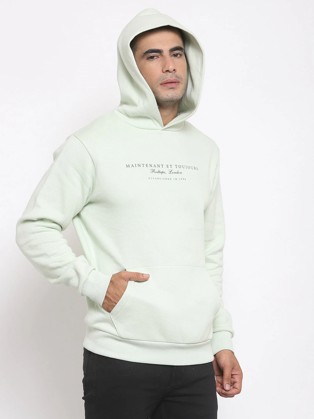 Men's Typographic Mint Green Hoodie - Image 6