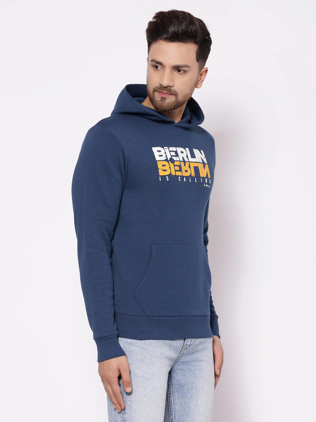 Men's Typographic Teal Hoodies - Image 2
