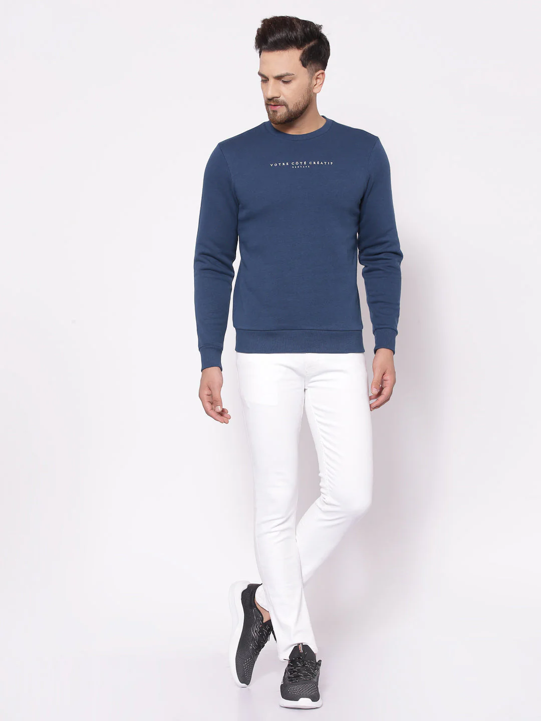 Men's Typographic Teal Sweatshirt - Image 4