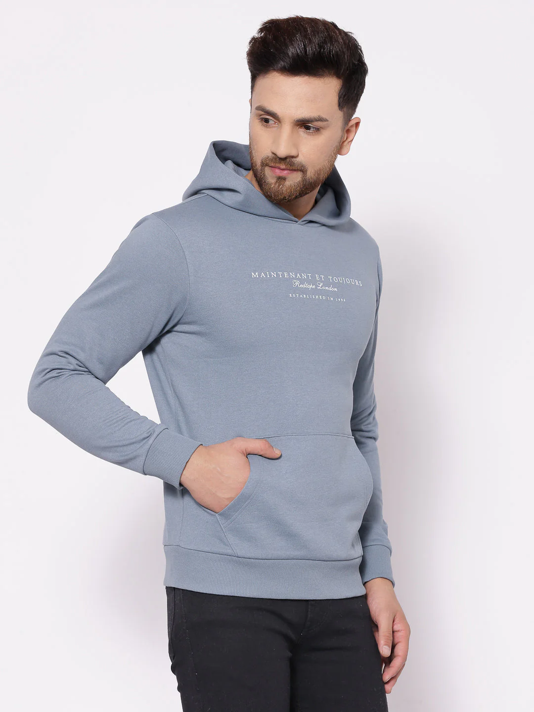 Men's Typographic Turq Blue Hoodies - Image 2