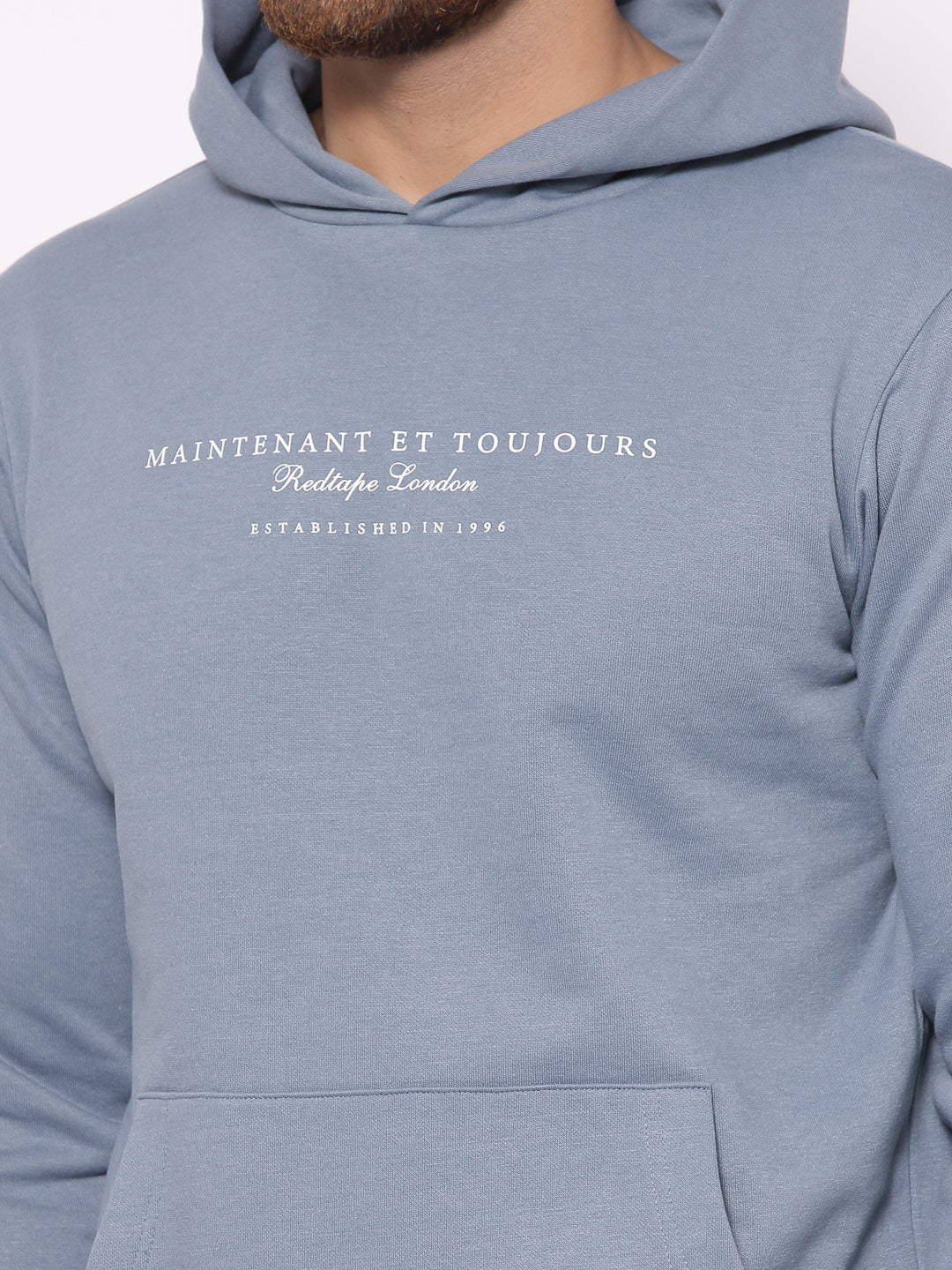 Men's Typographic Turq Blue Hoodies - Image 5