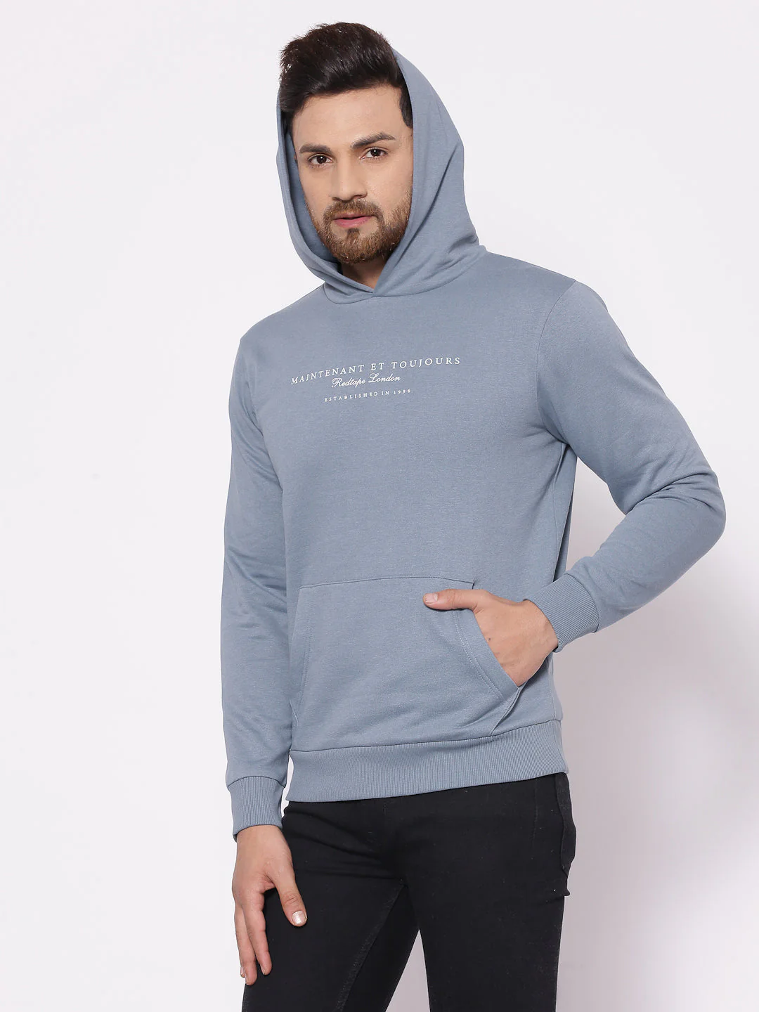 Men's Typographic Turq Blue Hoodies - Image 6