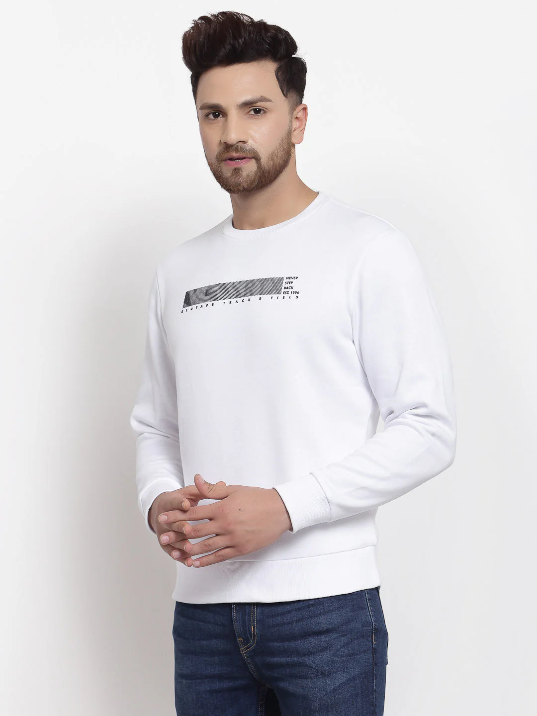 Men's Typographic White Sweatshirt - Image 2