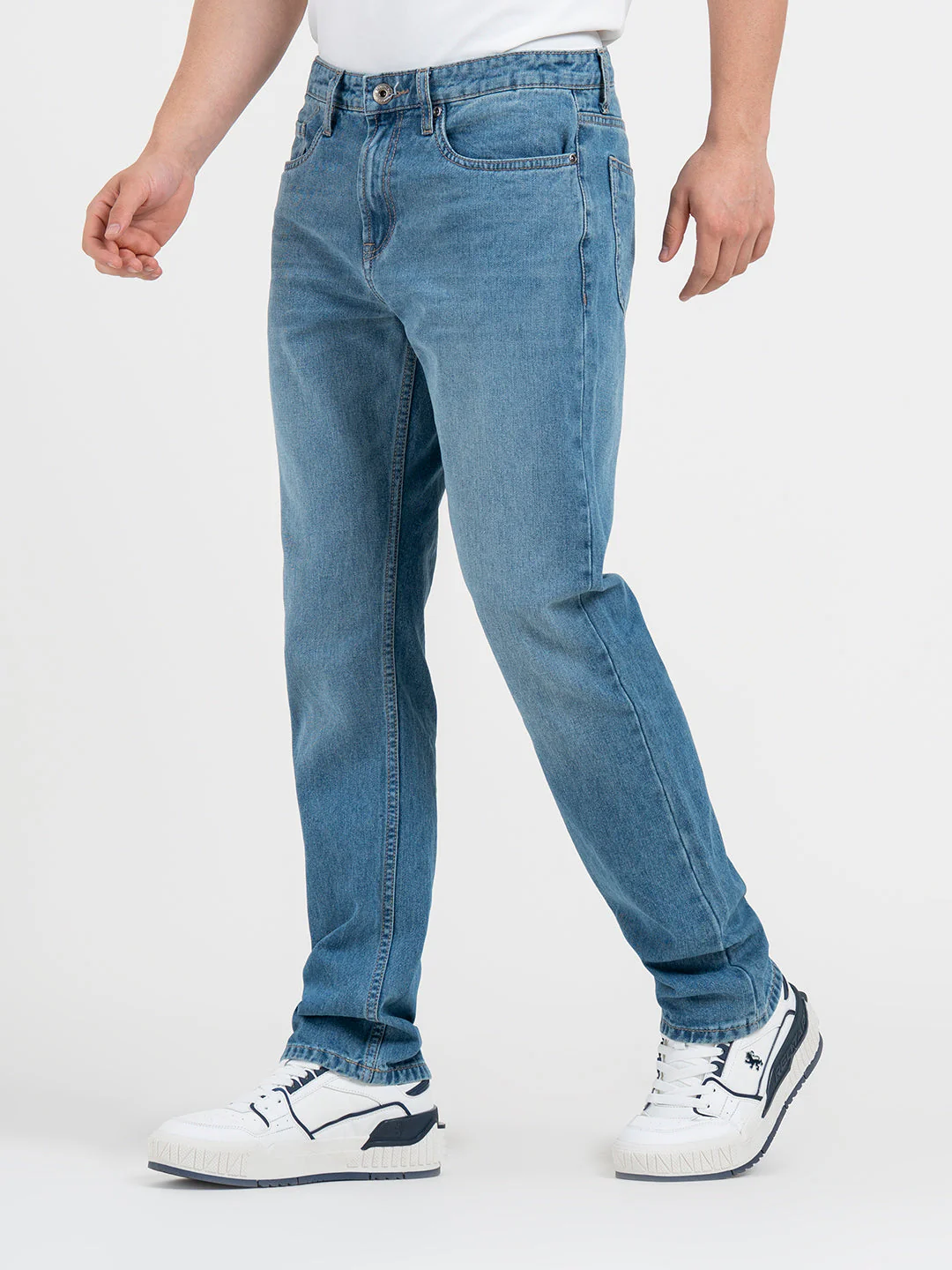 Men's Vintage Blue Straight Fit Jeans - Image 3