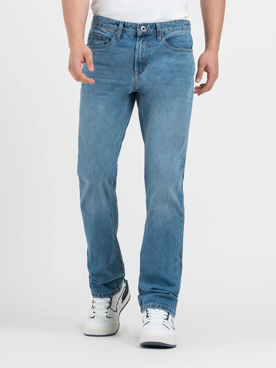 Men's Vintage Blue Straight Fit Jeans - Image 6
