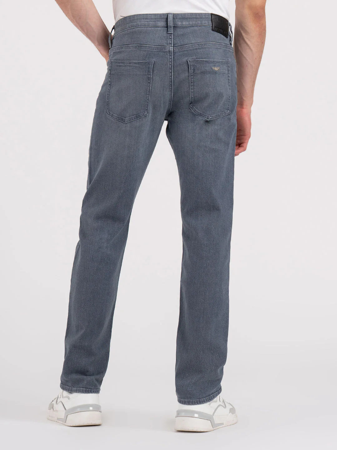 Men's Vintage  Light Indigo Solid Cotton Spandex Straight Fit Jeans - Image 3