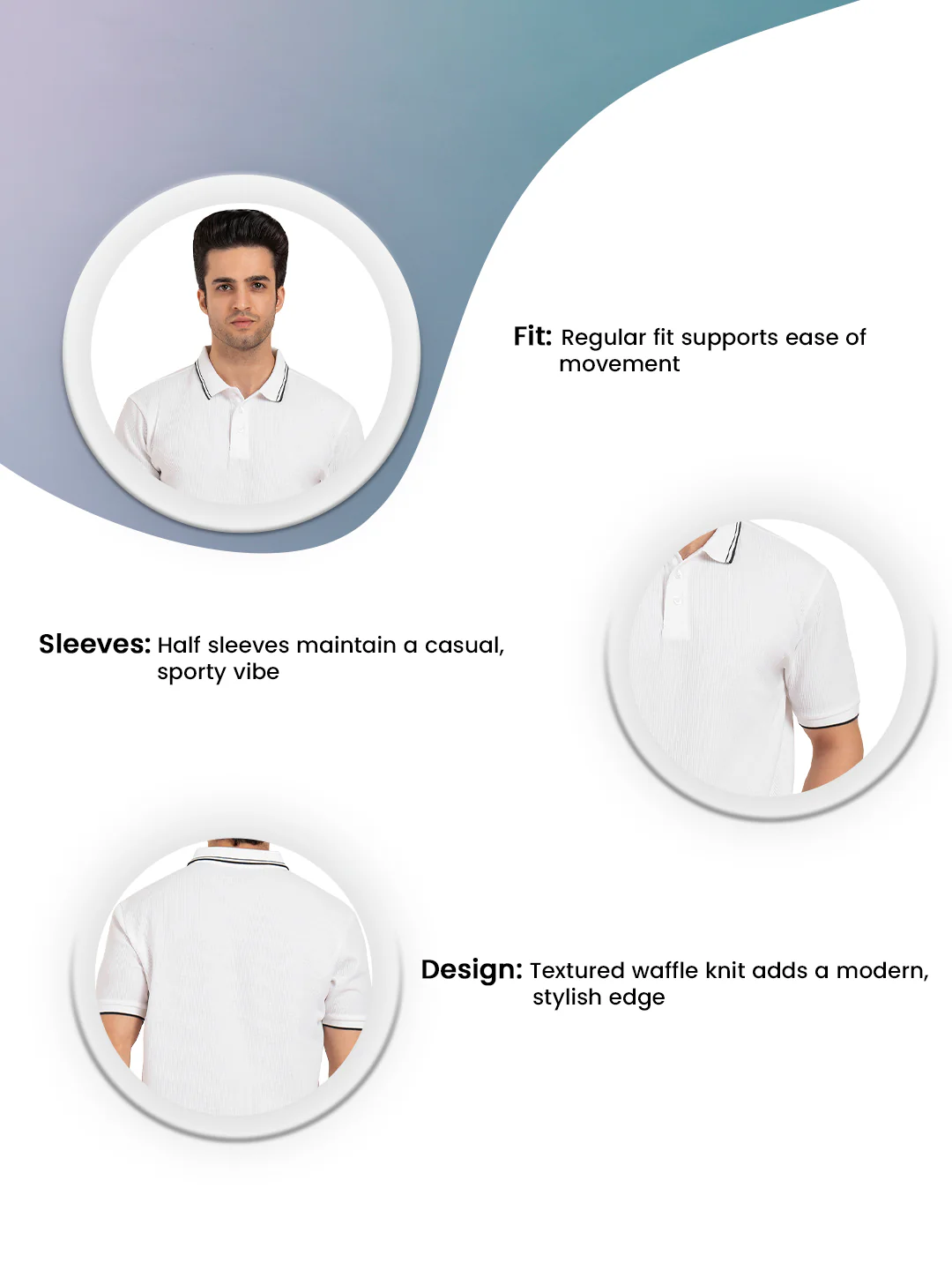 Menâ€™s Waffle Structure Polo T-Shirt - Image 3