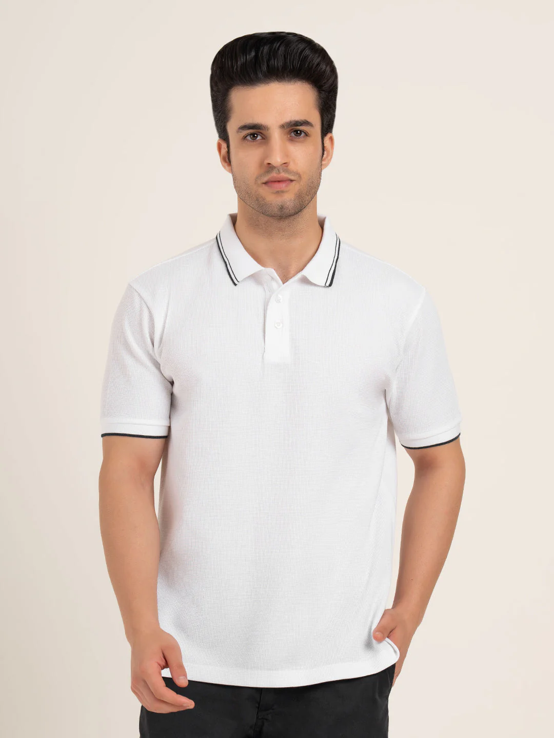 Menâ€™s Waffle Structure Polo T-Shirt - Image 9