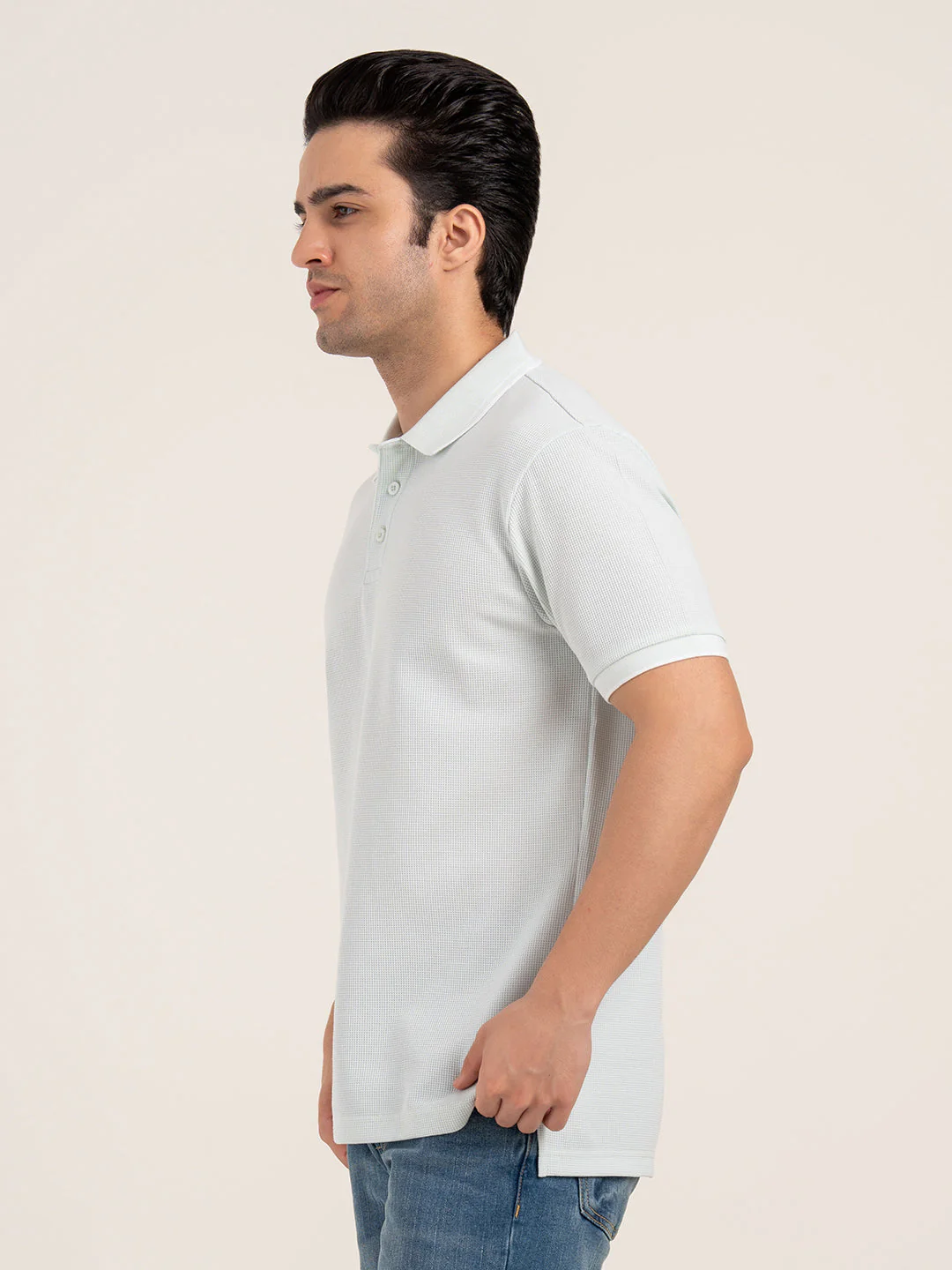 Menâ€™s Waffle Structure Polo T-Shirt - Image 4