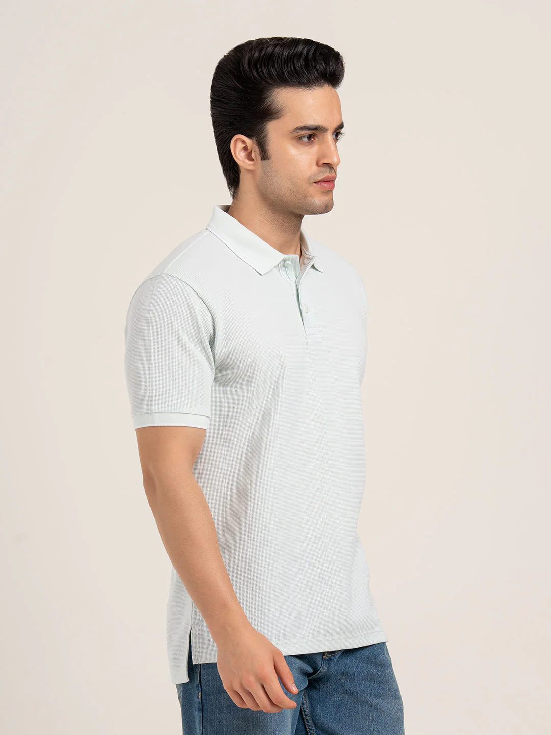Menâ€™s Waffle Structure Polo T-Shirt - Image 8