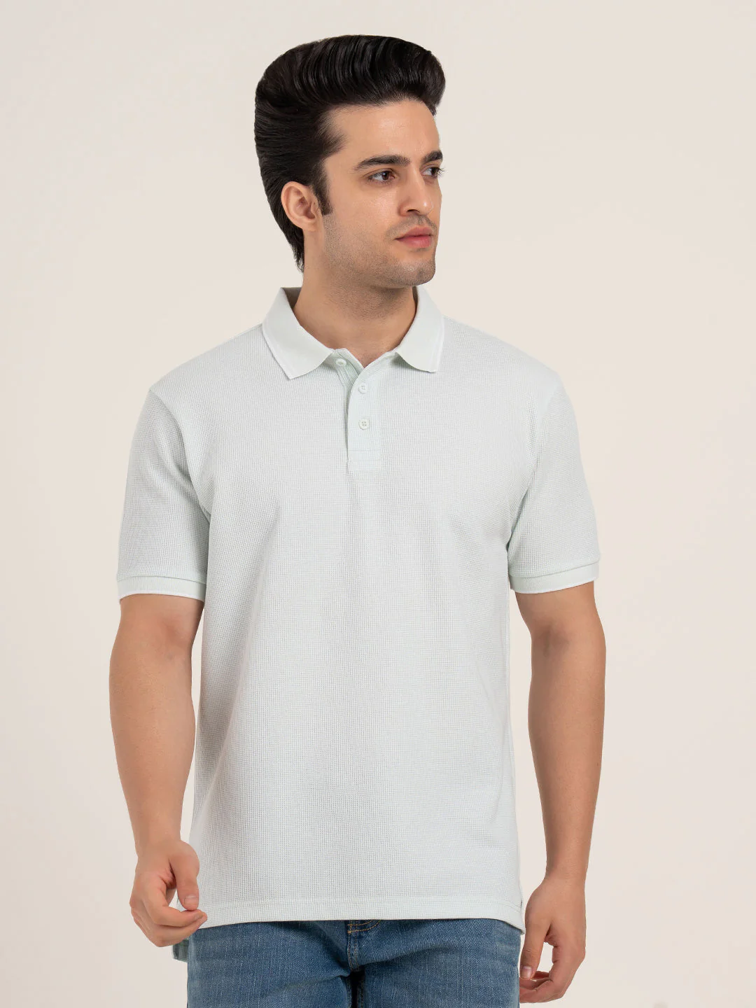 Menâ€™s Waffle Structure Polo T-Shirt - Image 9