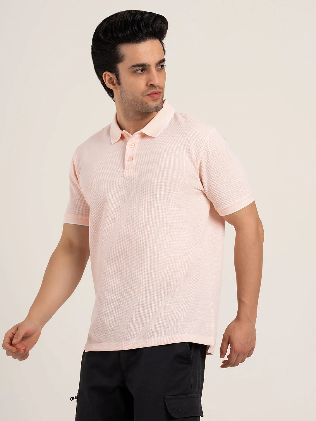 Menâ€™s Waffle Structure Polo T-Shirt - Image 4