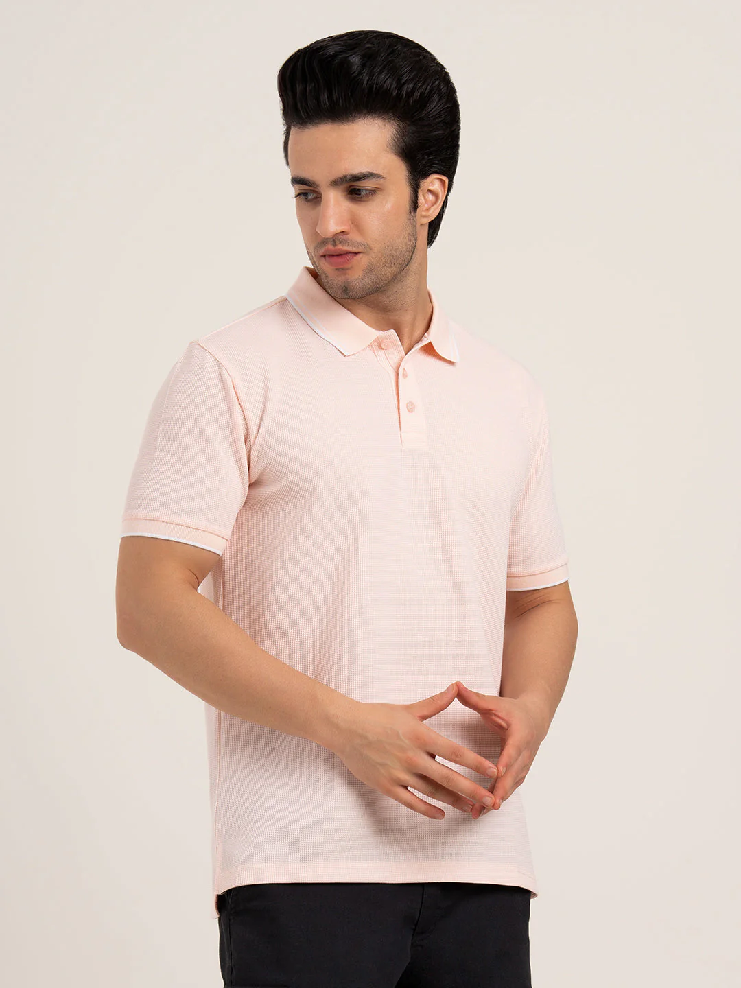 Menâ€™s Waffle Structure Polo T-Shirt - Image 8