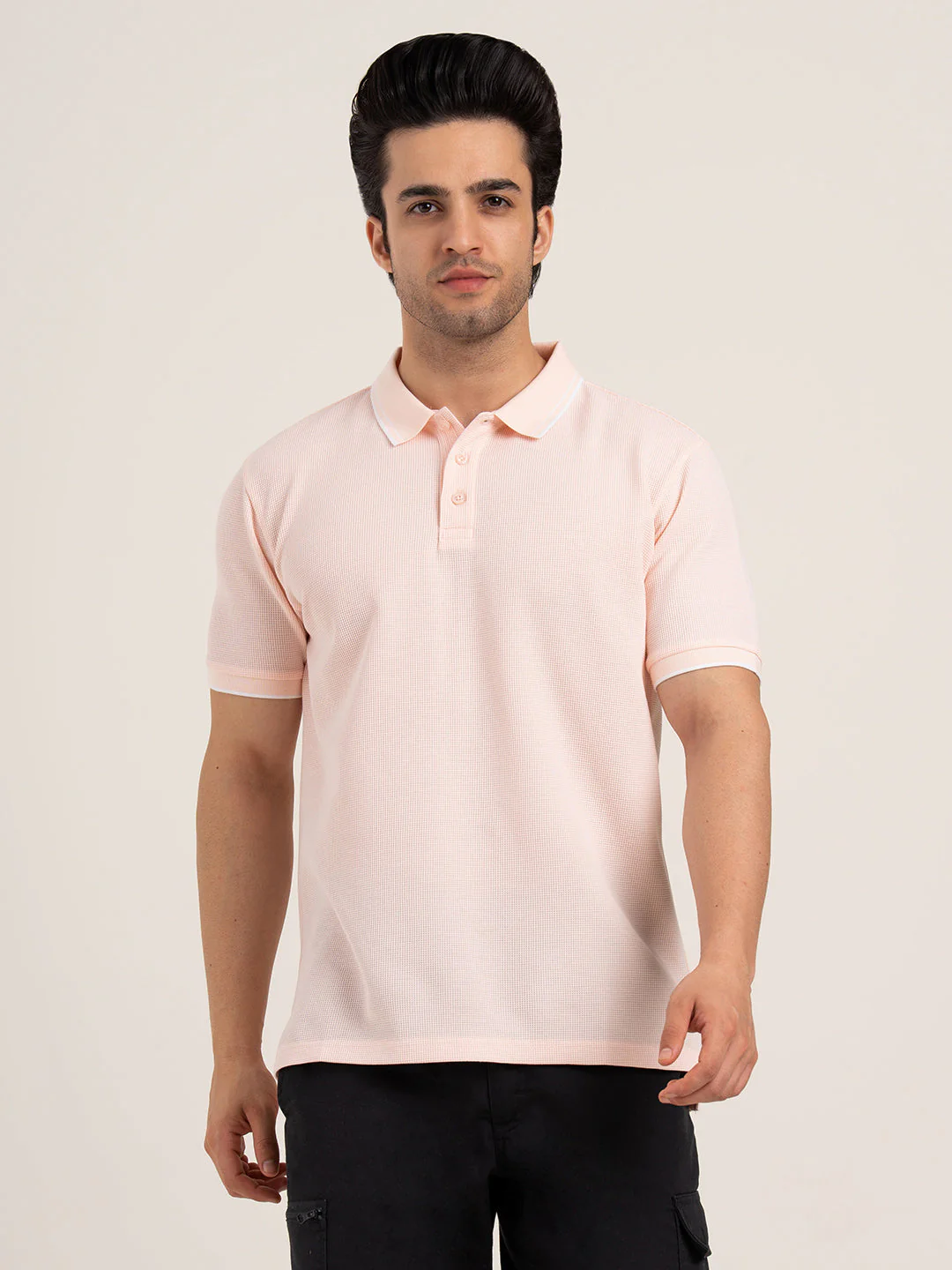 Menâ€™s Waffle Structure Polo T-Shirt - Image 9
