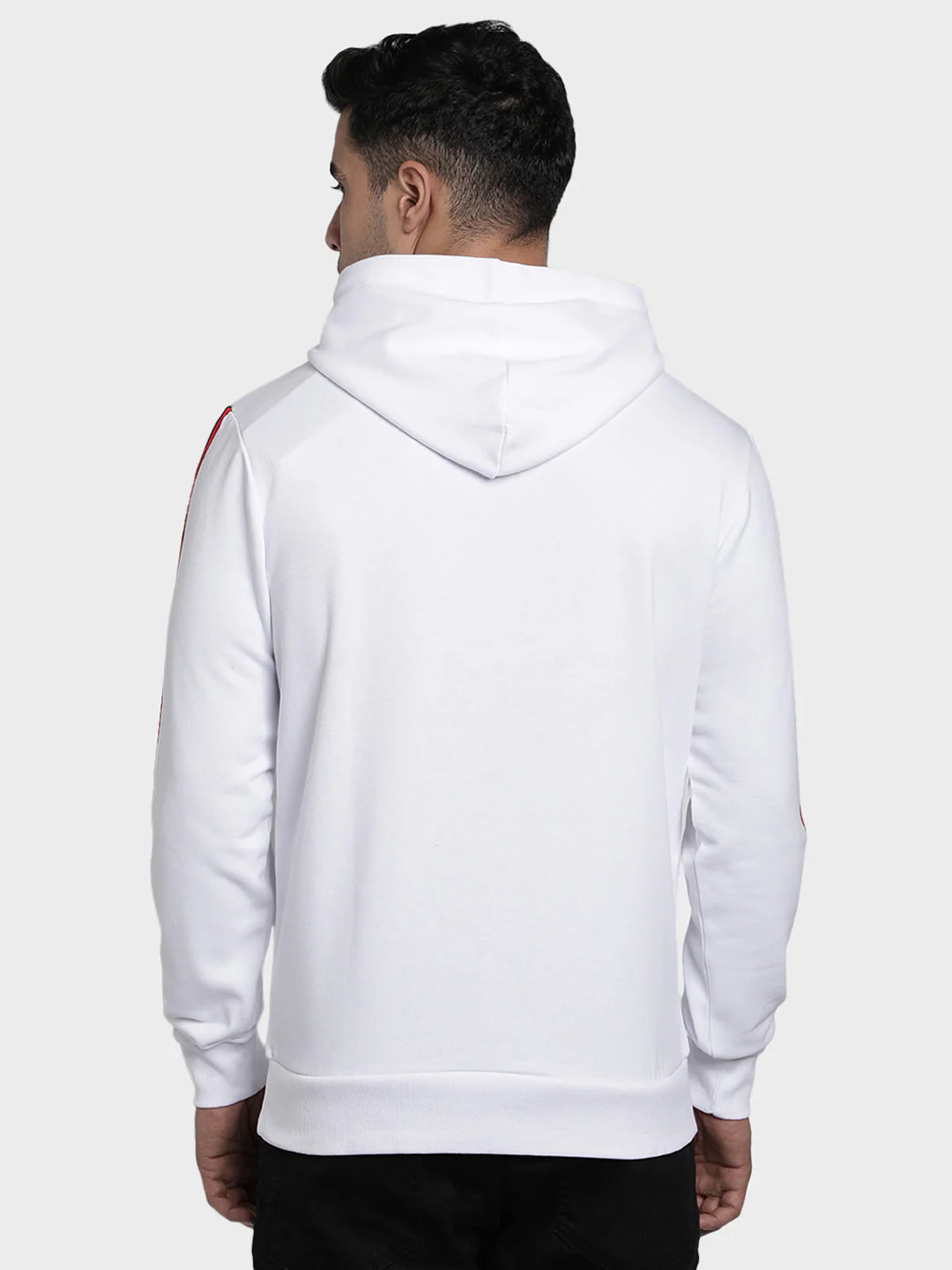 Men's White Graphic Print Cotton Polyester Hoodie - Image 3
