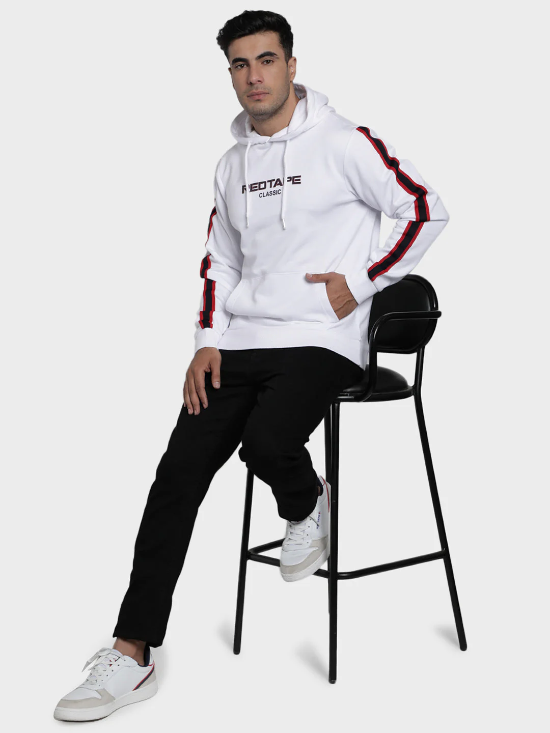 Men's White Graphic Print Cotton Polyester Hoodie - Image 5