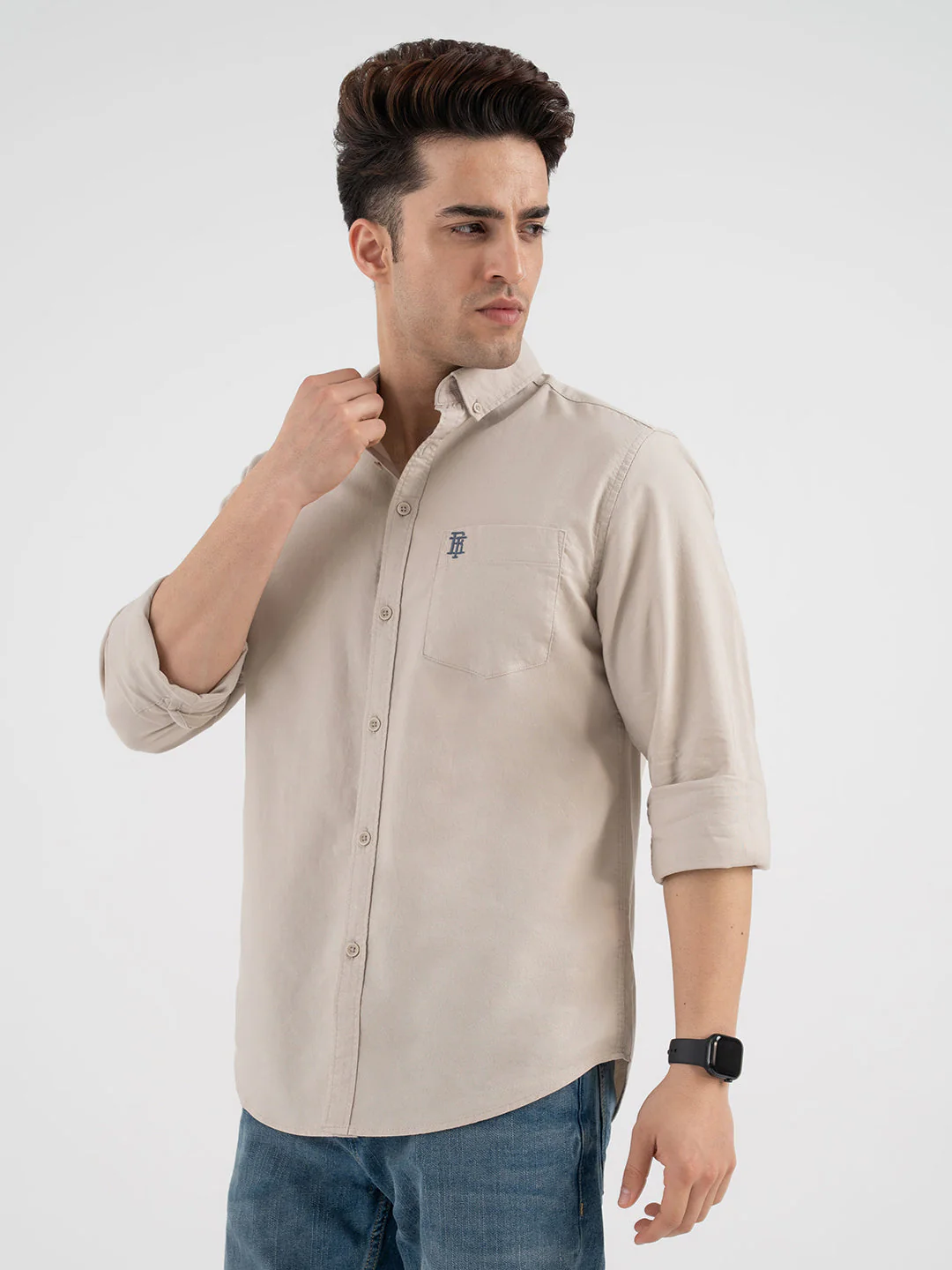 Red Tape Menâ€™s Sand Oxford Casual Shirt - Image 2