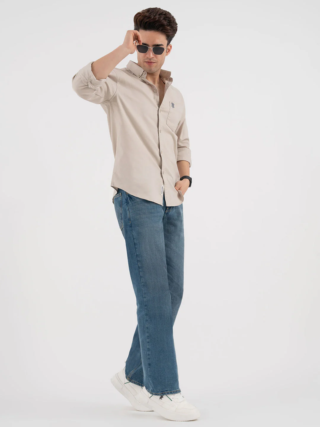 Red Tape Menâ€™s Sand Oxford Casual Shirt - Image 5