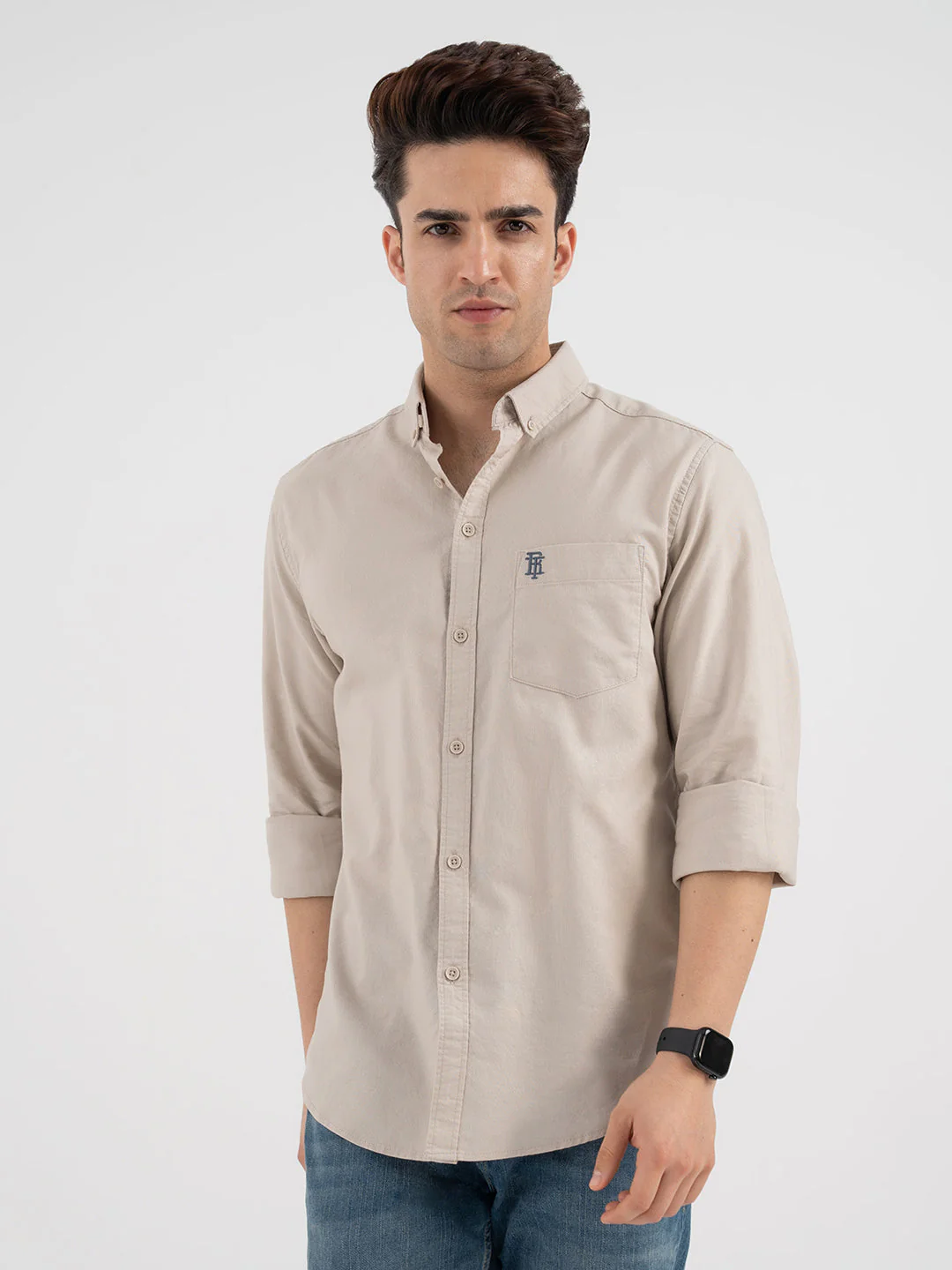 Red Tape Menâ€™s Sand Oxford Casual Shirt - Image 7