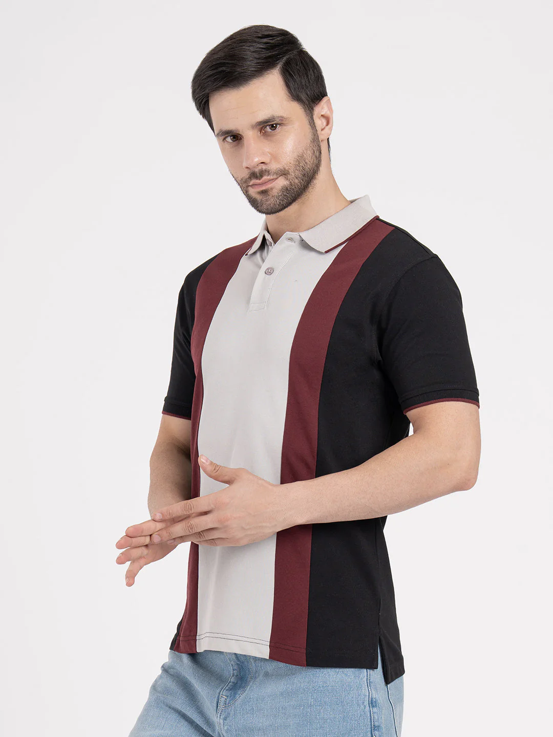 Mens Cut & Sew Polo T-Shirt - Image 2
