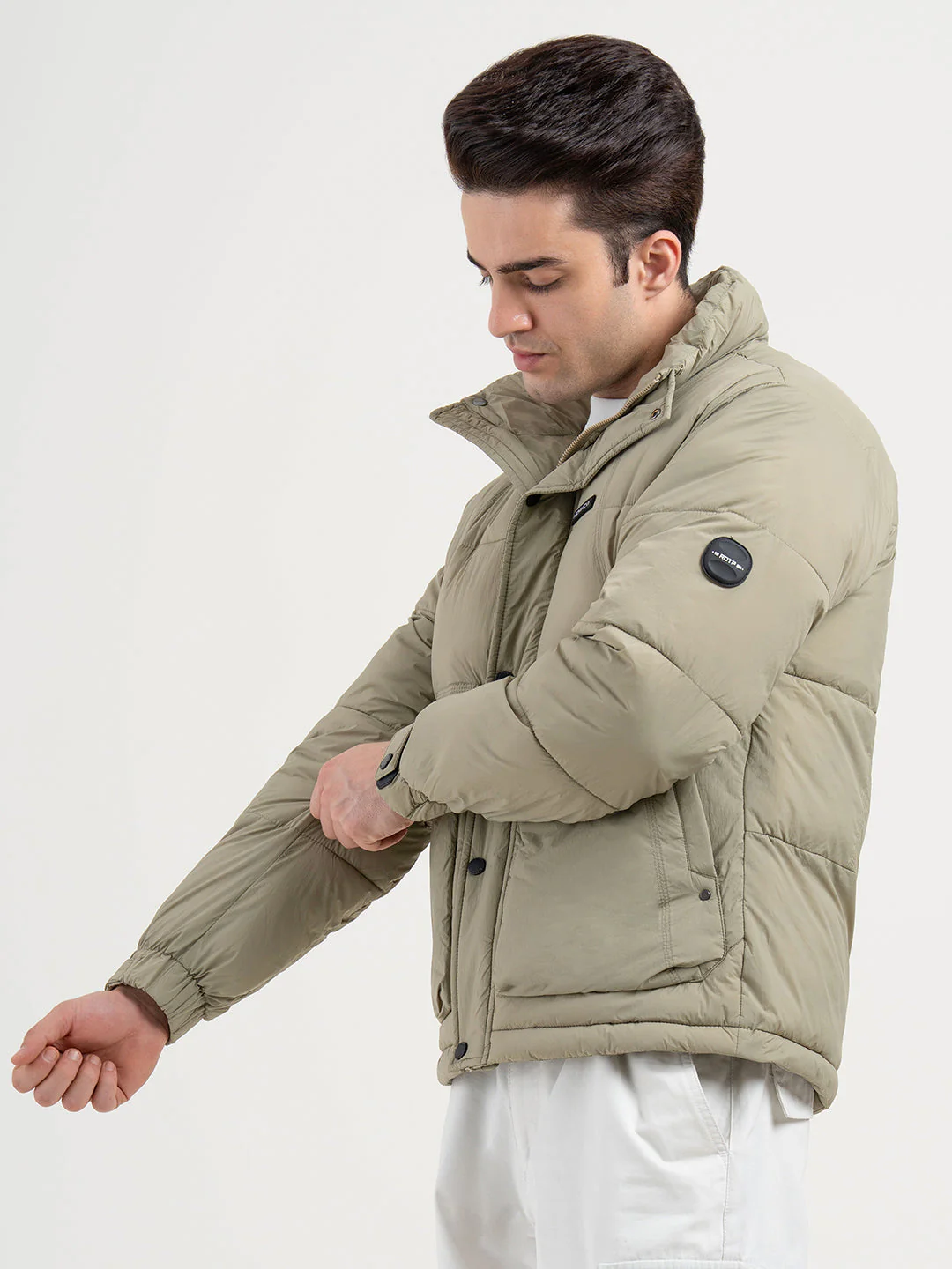 Mens Dusky Olive Padded Jacket | Full-Sleeve Winter Protection - Image 2