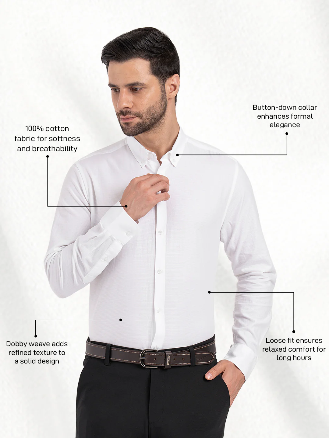 Mens Full Sleeve Dobby Shirt - Image 2