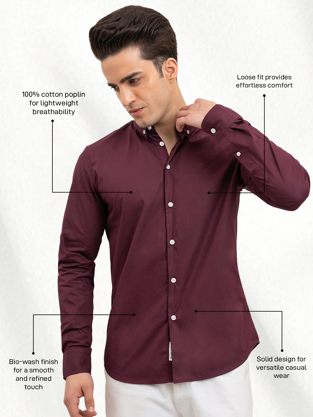 Mens Full Sleeve Poplin Solid Shirt - Image 2
