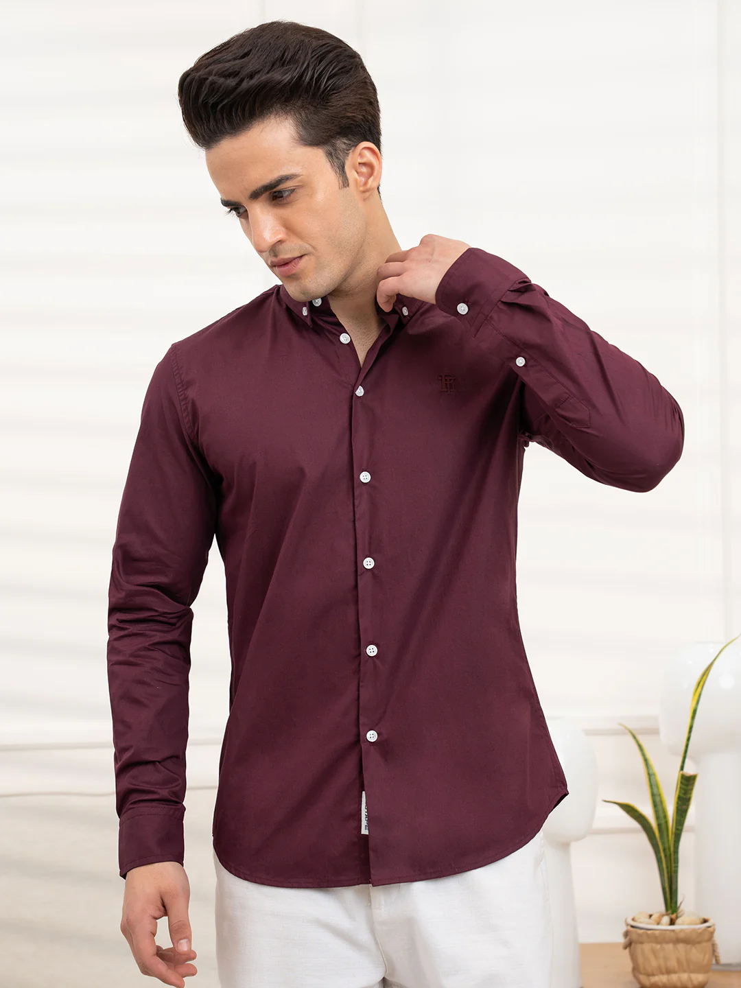 Mens Full Sleeve Poplin Solid Shirt - Image 3