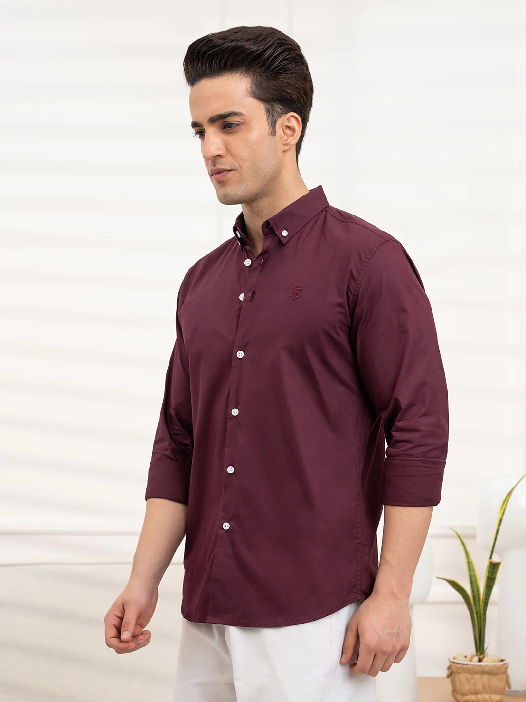 Mens Full Sleeve Poplin Solid Shirt - Image 4