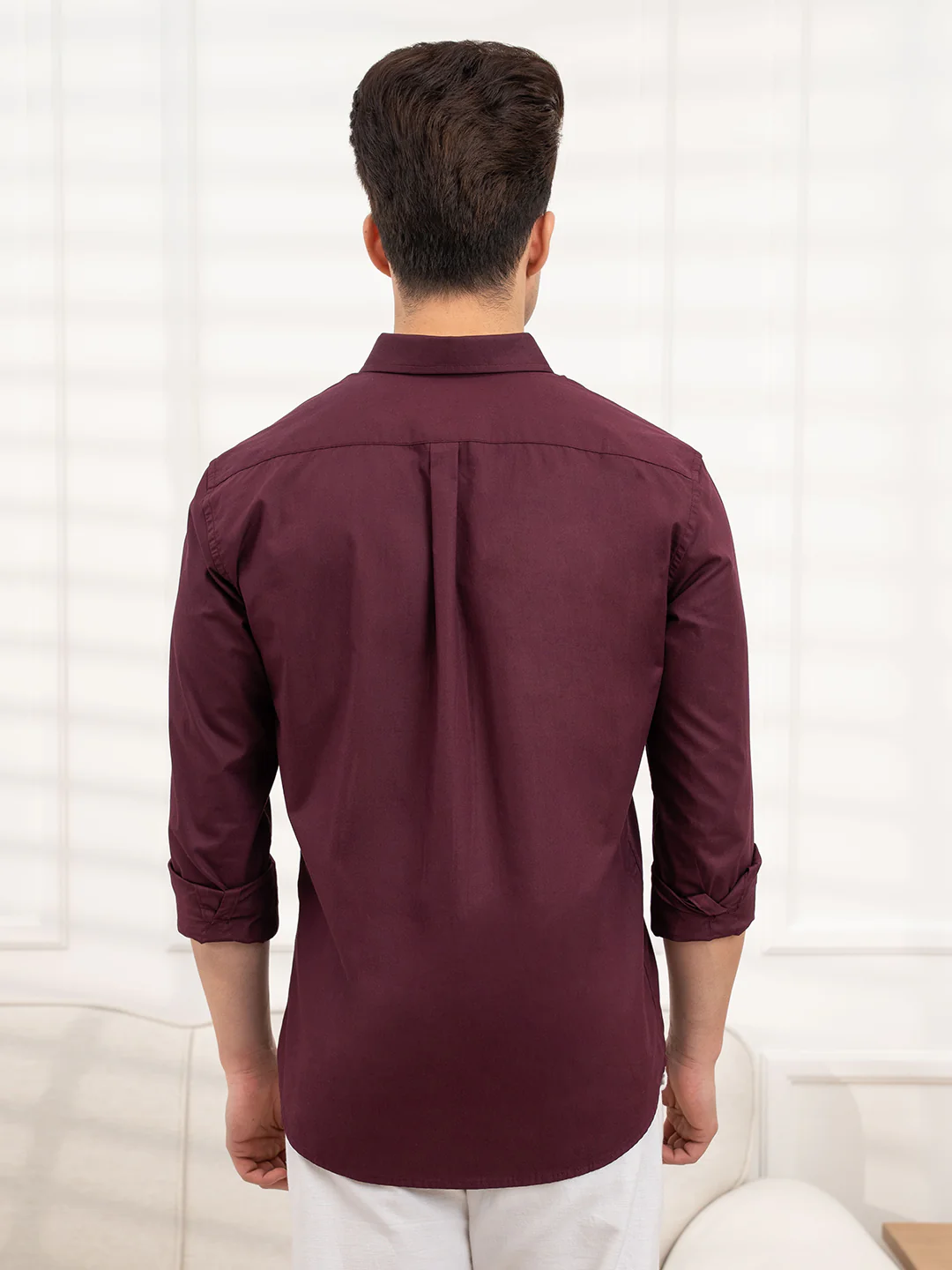 Mens Full Sleeve Poplin Solid Shirt - Image 5