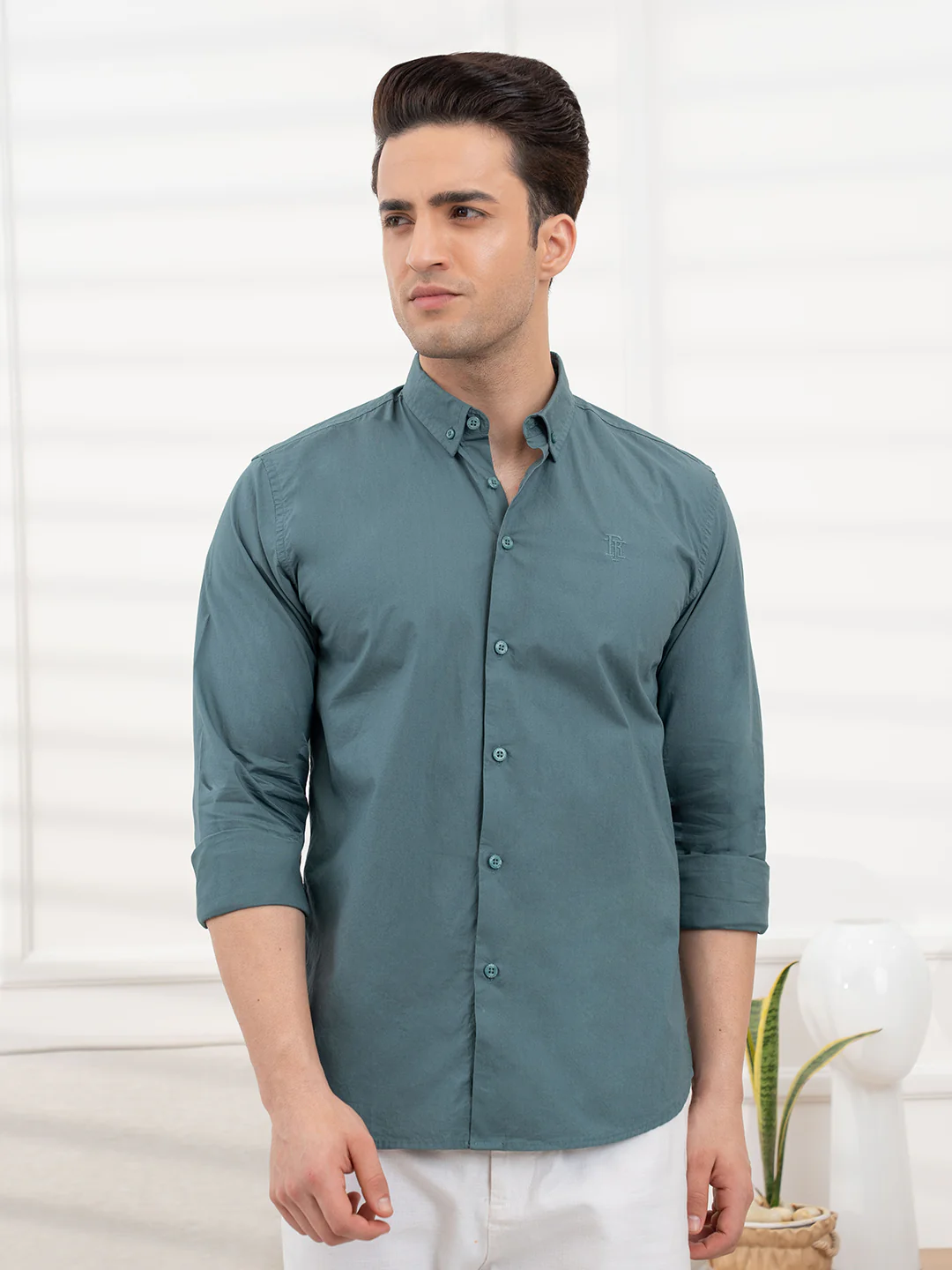 Mens Full Sleeve Solid Poplin Shirt - Image 2