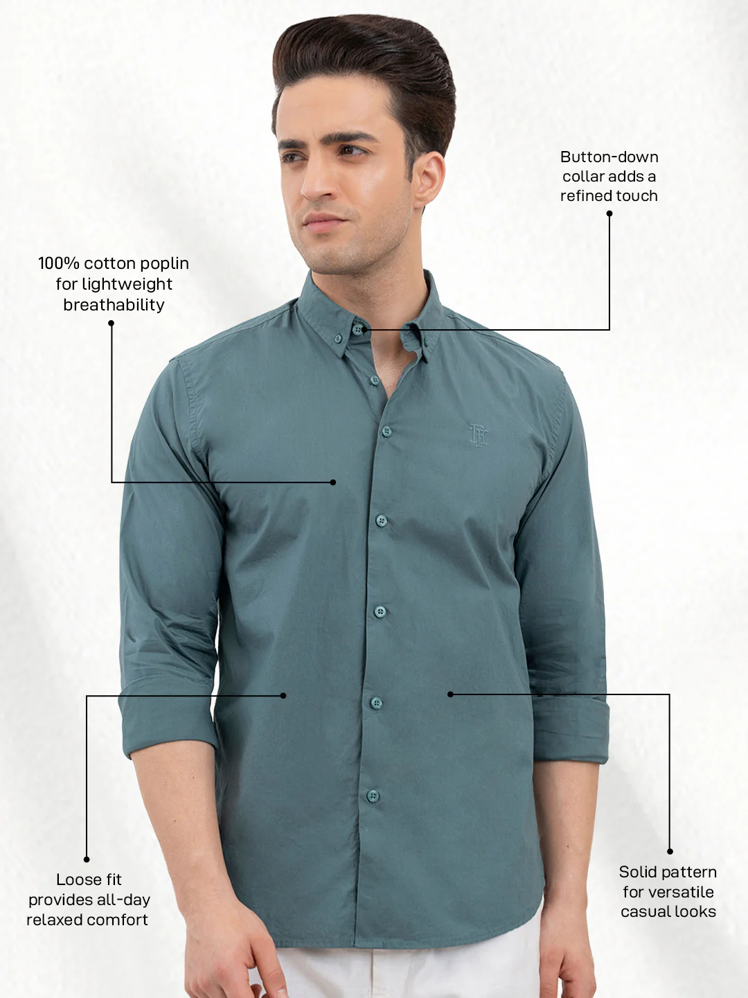 Mens Full Sleeve Solid Poplin Shirt - Image 3
