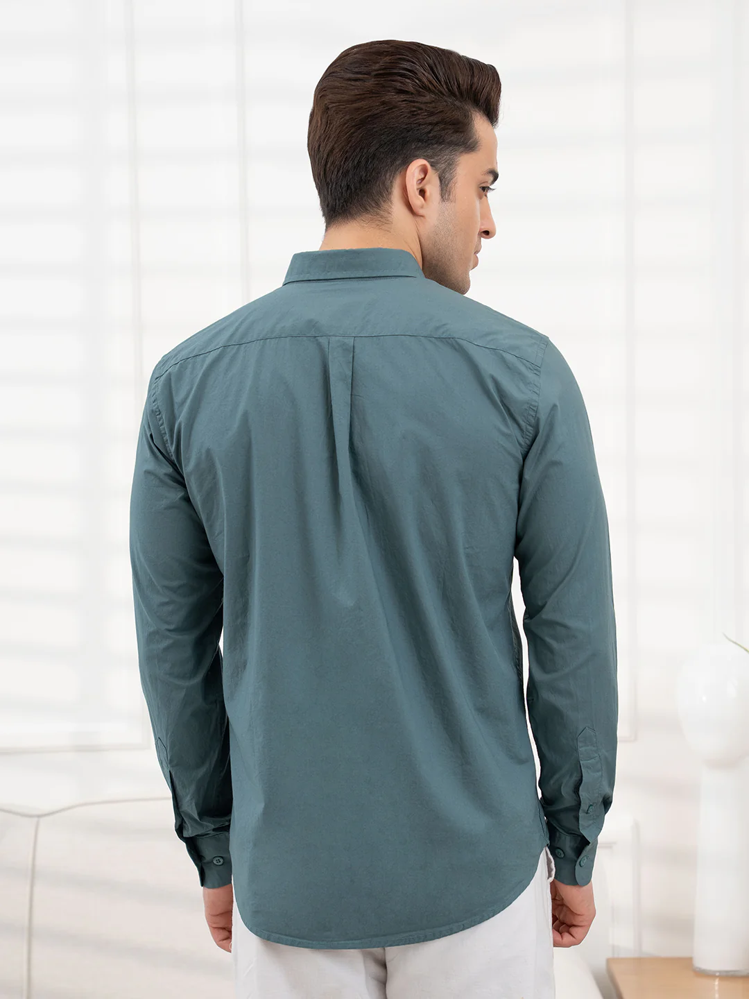 Mens Full Sleeve Solid Poplin Shirt - Image 5