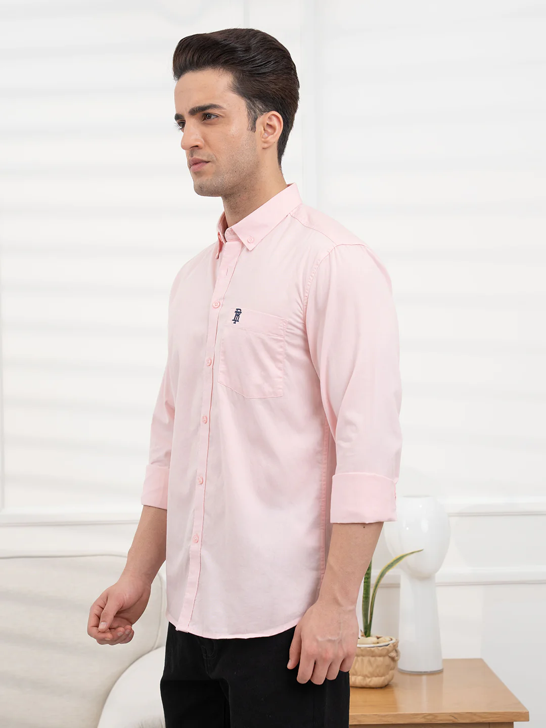 Mens Full Sleeve Solid Twill Shirt - Image 4