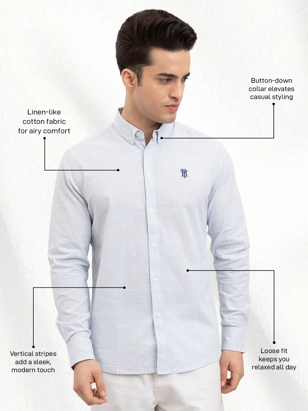 Mens Full Sleeve Stripe Shirt - Image 2