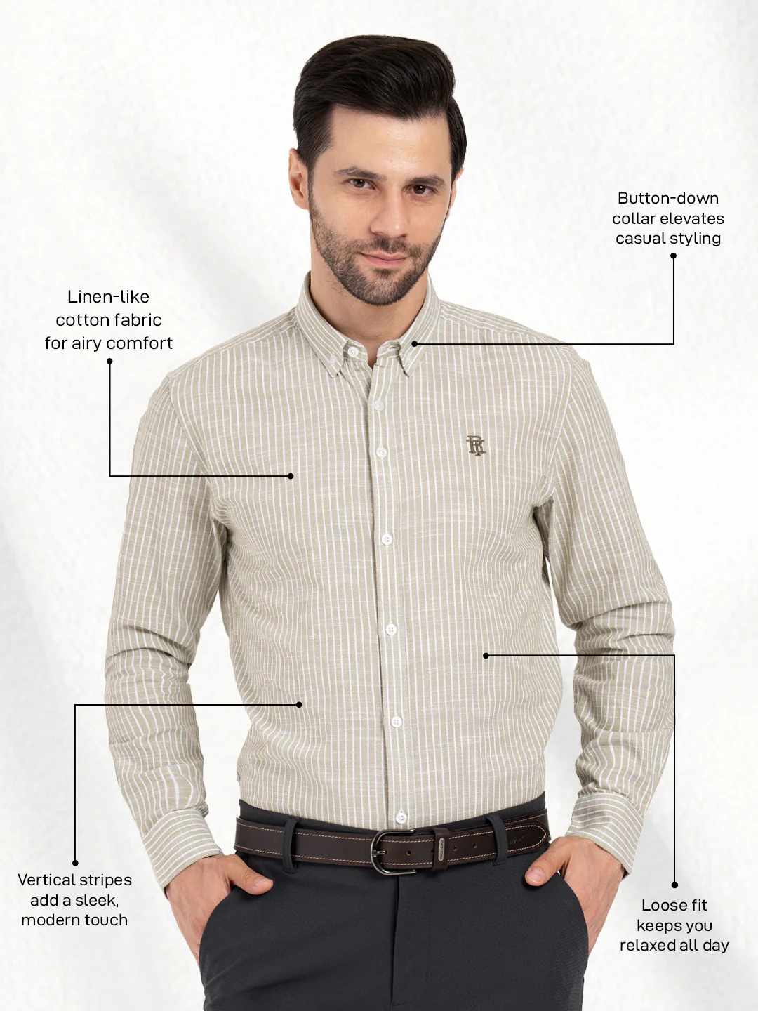 Mens Full Sleeve Stripe Shirt - Image 2