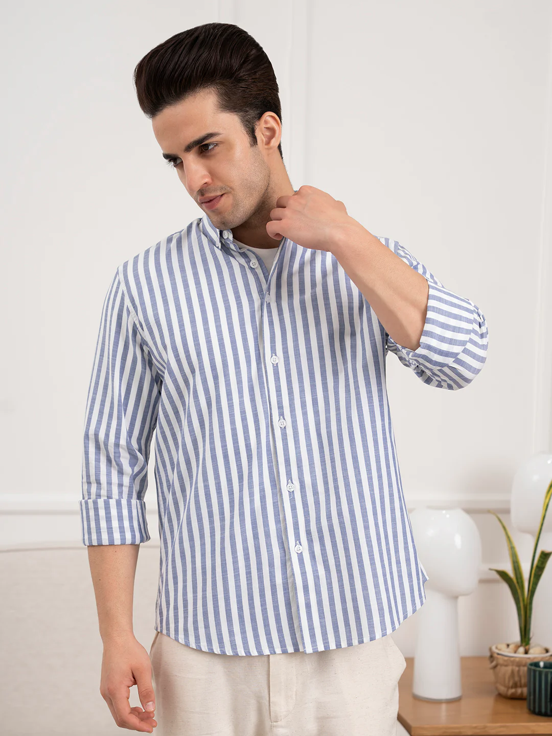 Menâ€™s Striped Cotton Shirt for Casual Everyday Style - Image 3