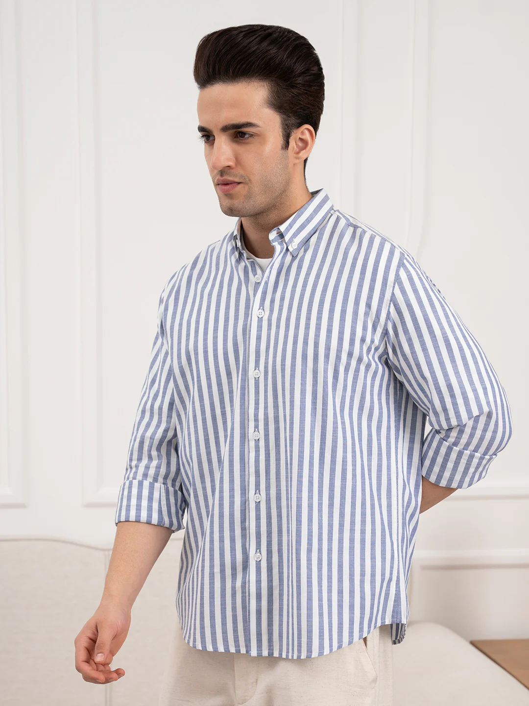 Menâ€™s Striped Cotton Shirt for Casual Everyday Style - Image 4