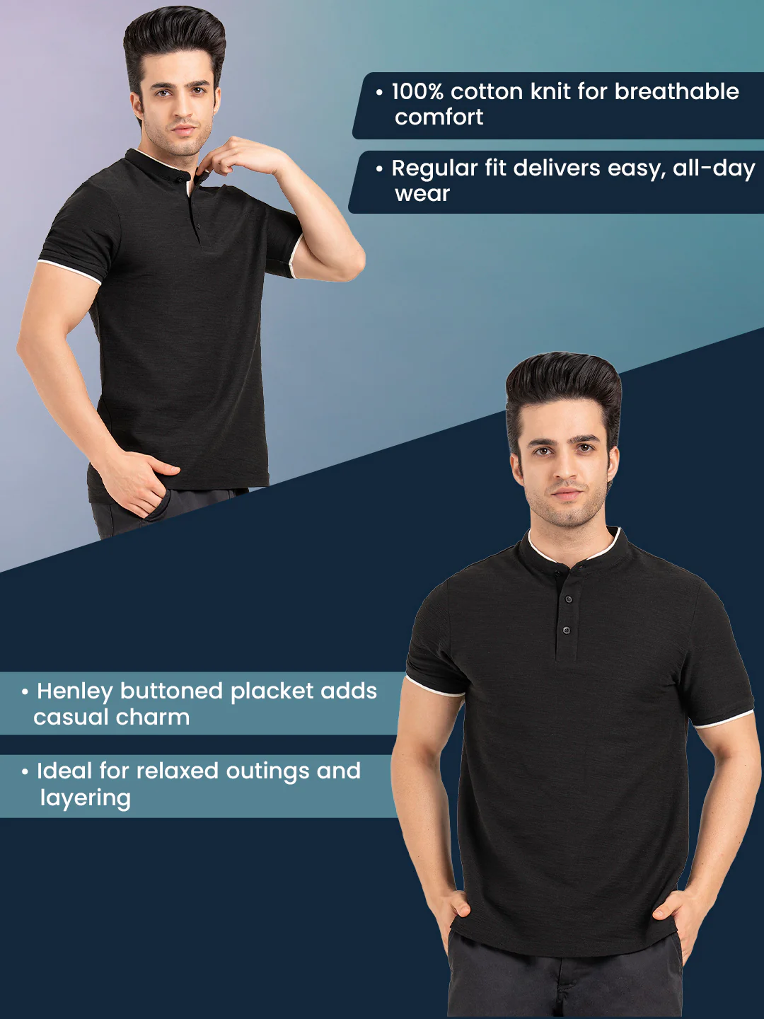 Menâ€™s Structure Henley T-Shirt - Image 2