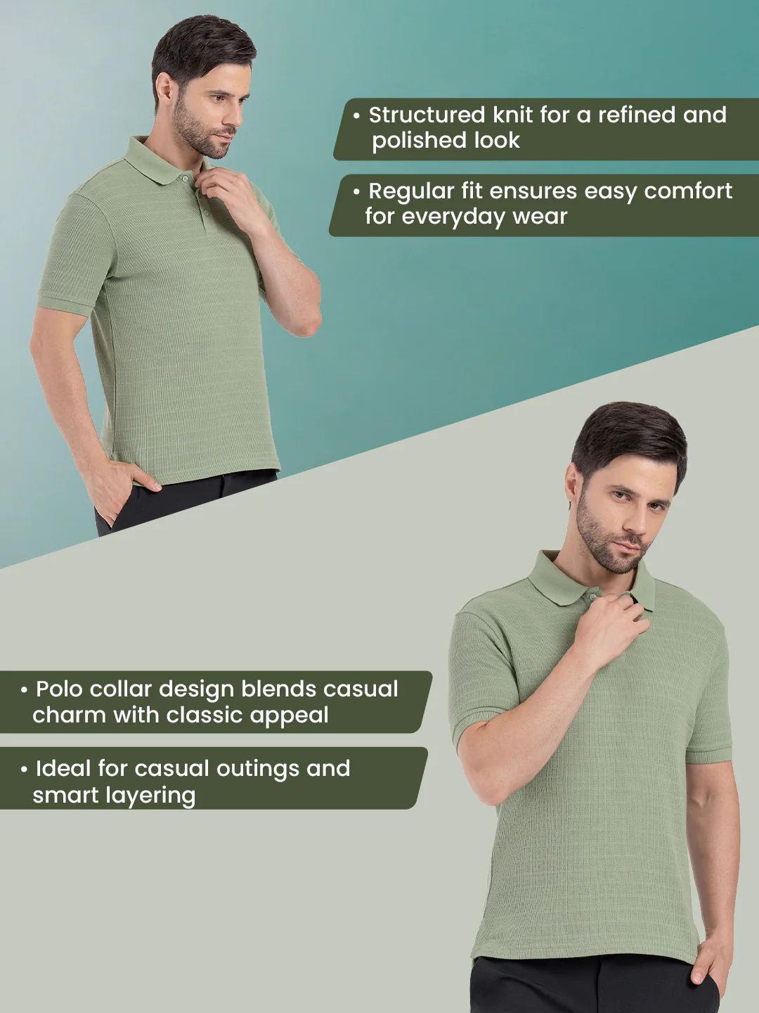 Mens Structured Polo T-Shirt - Image 2