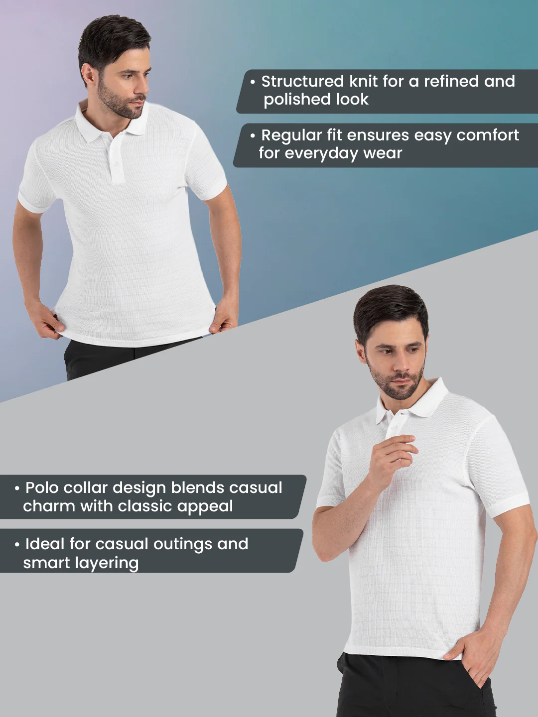 Mens Structured Polo T-Shirt - Image 2