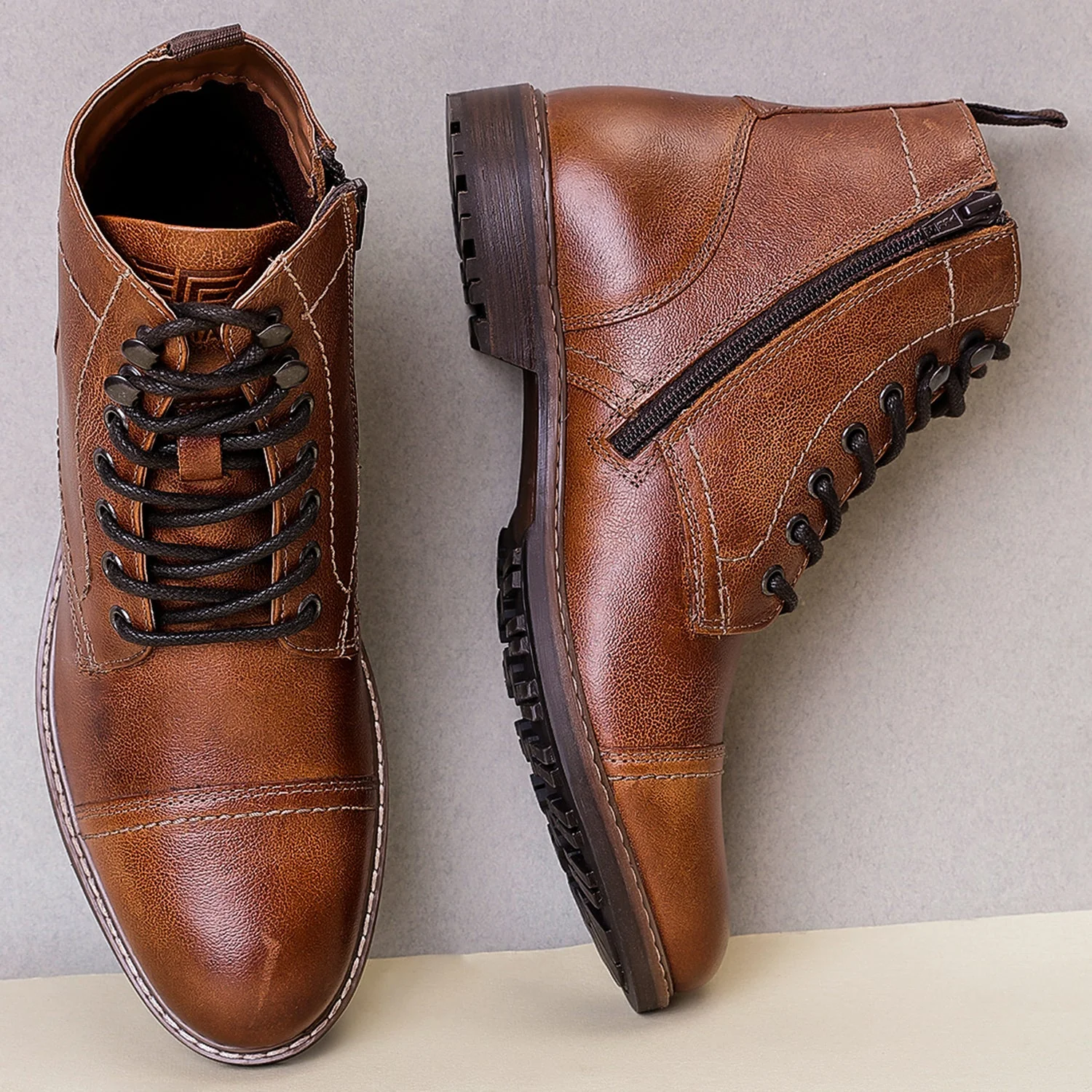 Men's Tan Biker Boots for Casual Rugged Style - Image 6