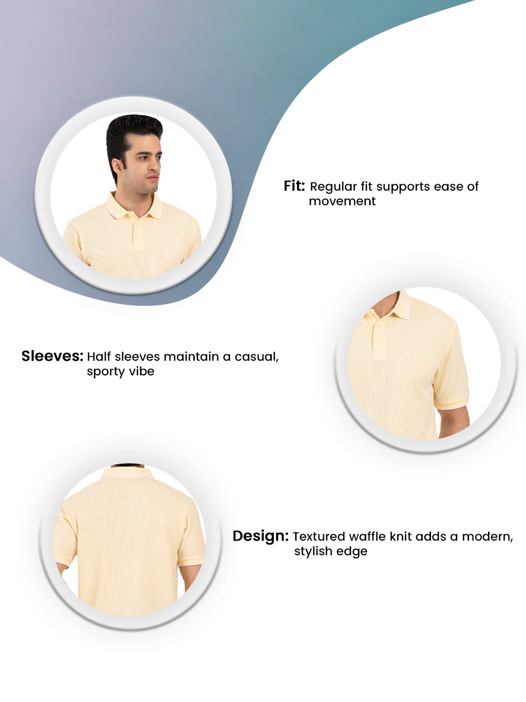 Menâ€™s Waffle Structure Polo T-Shirt - Image 3