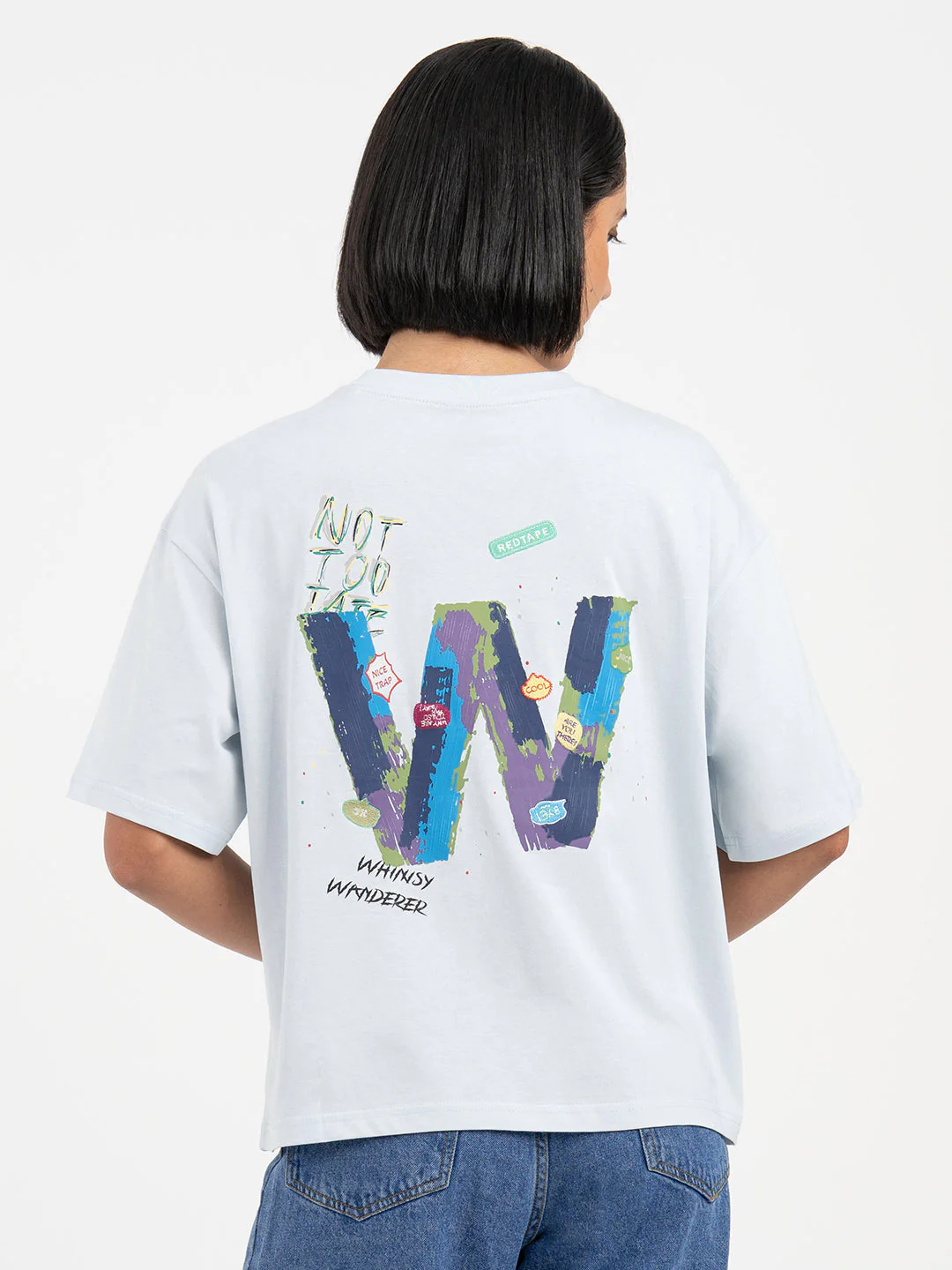 Navy and White T-Shirt for Women - Image 4