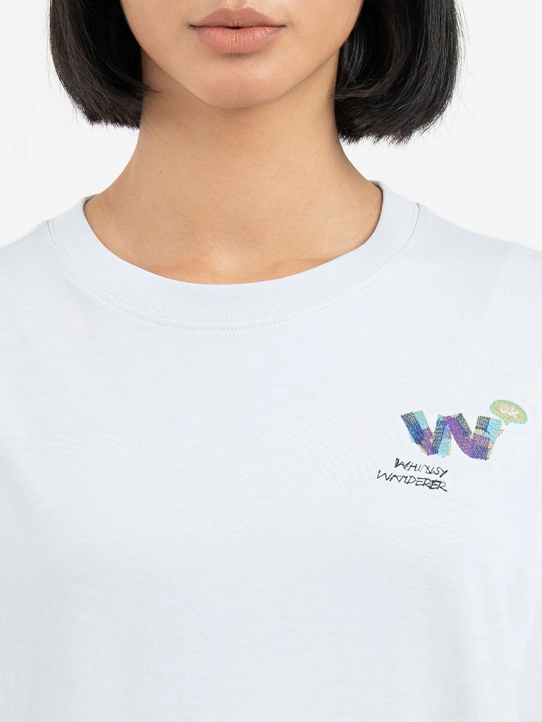 Navy and White T-Shirt for Women - Image 5