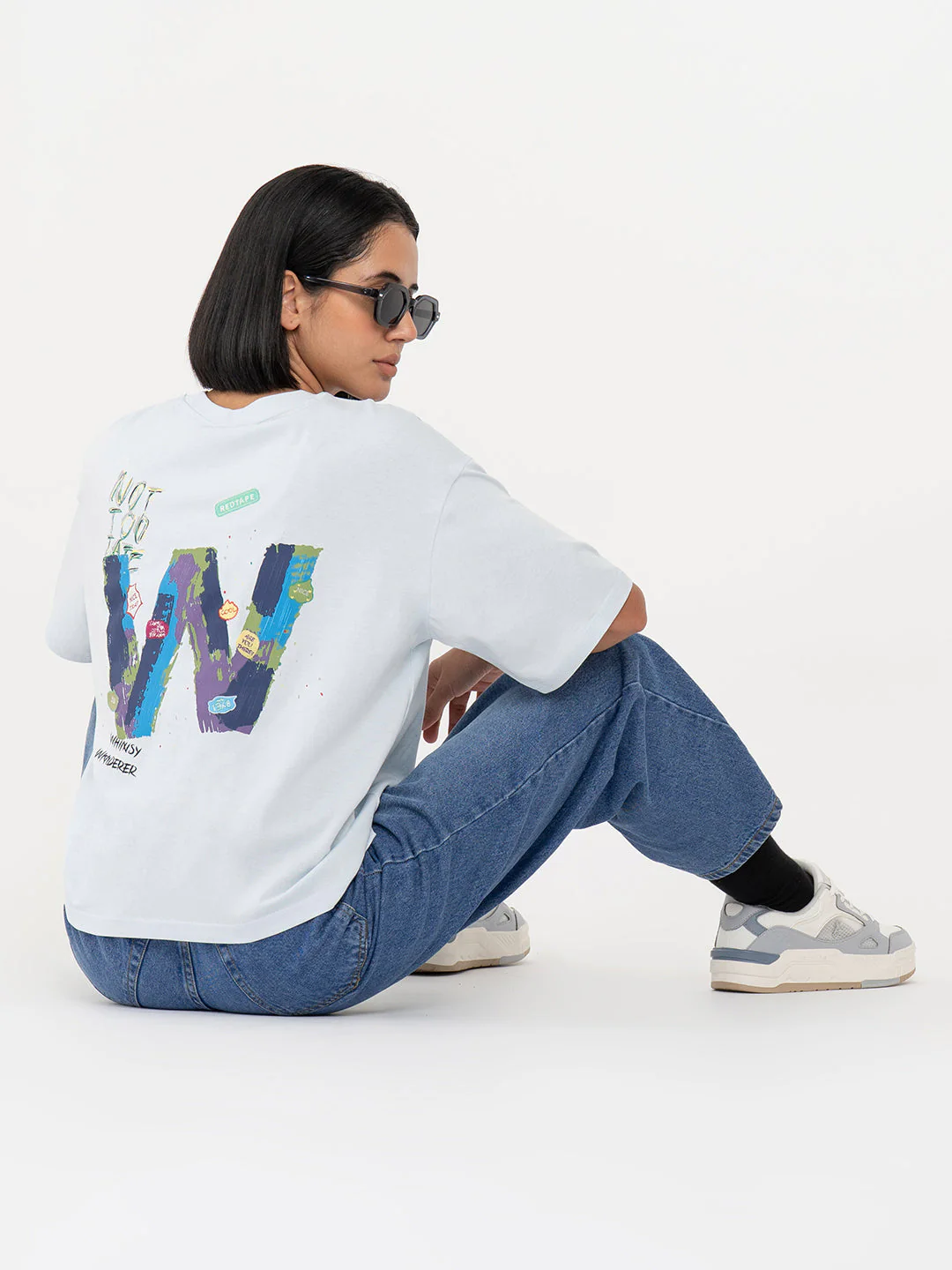 Navy and White T-Shirt for Women - Image 6